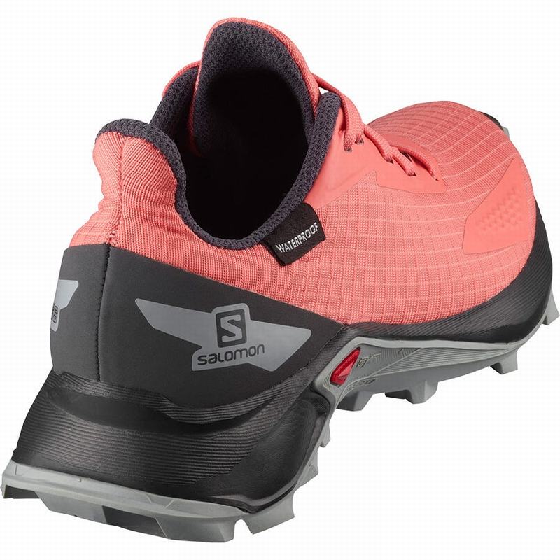 Kids' Salomon ALPHACROSS BLAST CLIMASALOMON WATERPROOF Trail Running Shoes Coral | QDKICW-457