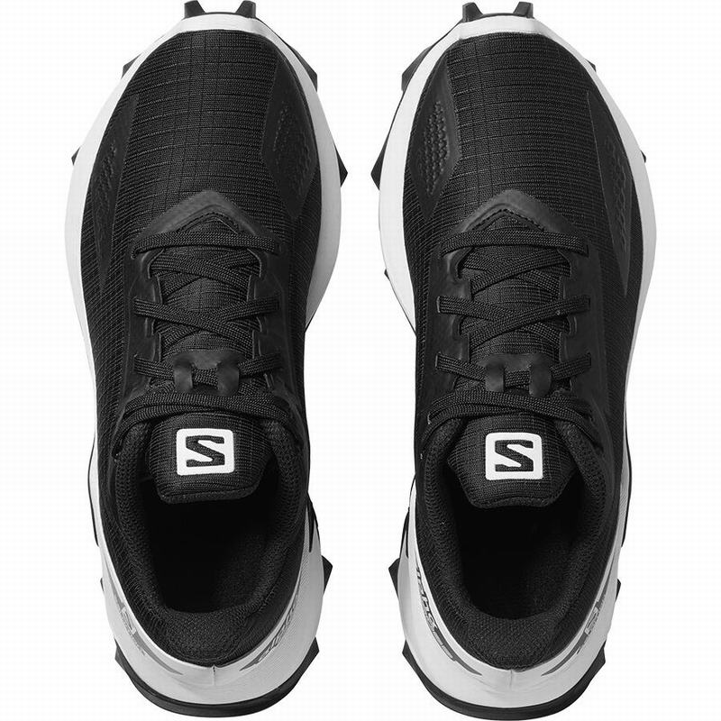 Kids' Salomon ALPHACROSS BLAST Trail Running Shoes Black / White | FXBSHP-246