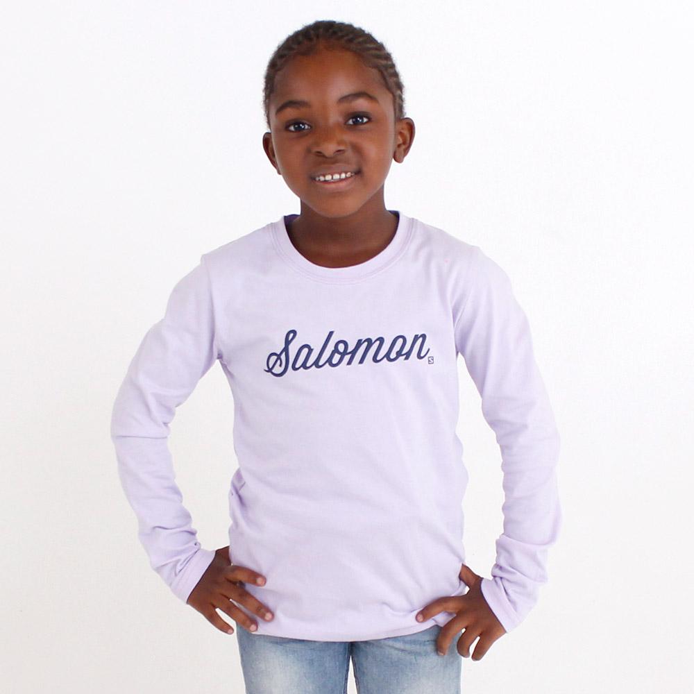 Kids' Salomon SMOOTH LS G T Shirts Grey | ORZENH-736