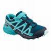 Kids' Salomon SPEEDCROSS CLIMASALOMON WATERPROOF Trail Running Shoes Navy / Blue | IYOREM-893