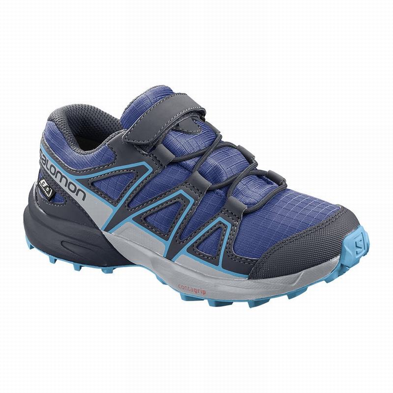 Kids\' Salomon SPEEDCROSS CLIMASALOMON WATERPROOF Trail Running Shoes Navy / Blue | IYOREM-893