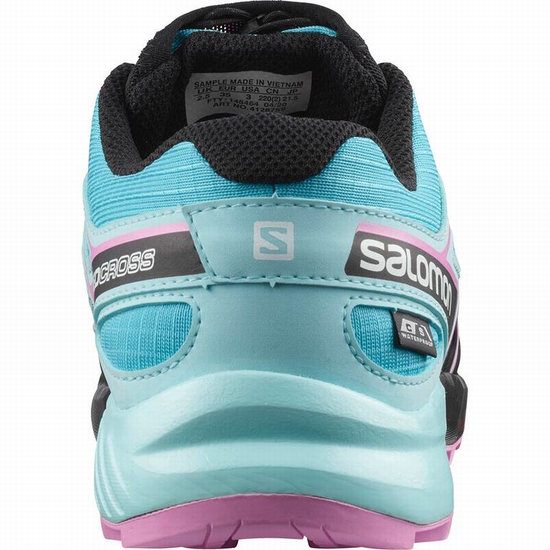 Kids' Salomon SPEEDCROSS CLIMASALOMON WATERPROOF Trail Running Shoes Blue / Brown Turquoise | SMALJZ-860