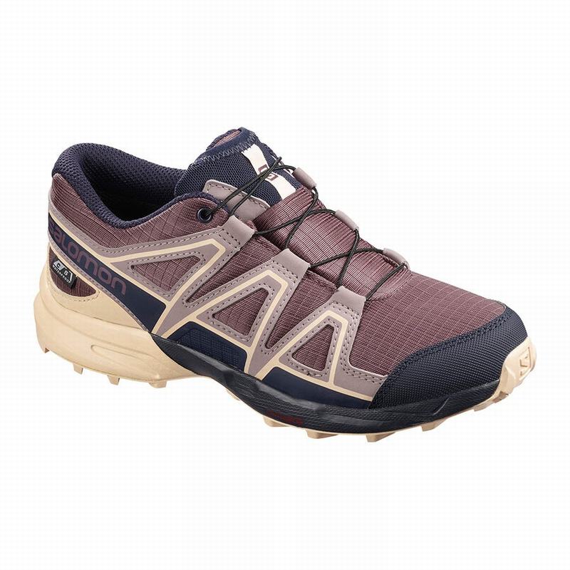 Kids\' Salomon SPEEDCROSS CLIMASALOMON WATERPROOF Trail Running Shoes Burgundy / Blue | WNHTCF-750