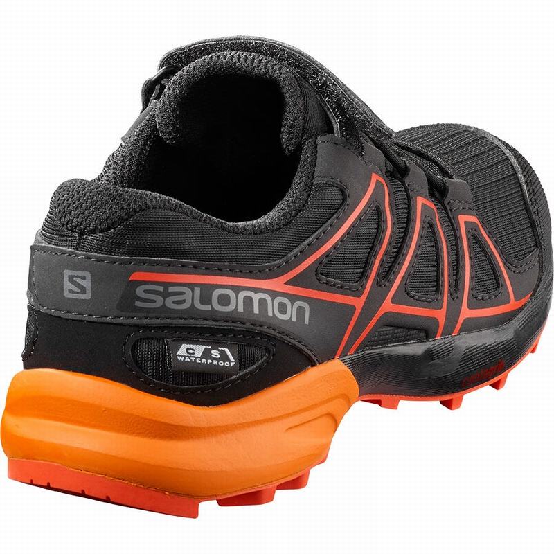 Kids' Salomon SPEEDCROSS CLIMASALOMON WATERPROOF Trail Running Shoes Black / Brown | YMCNFQ-790