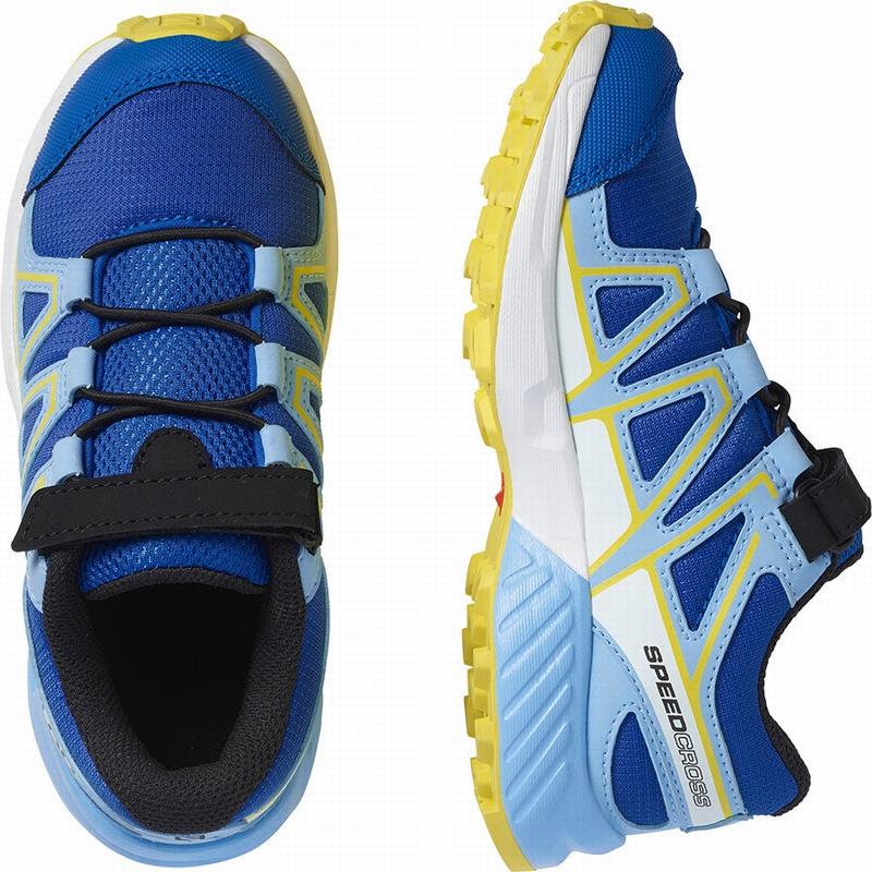 Kids' Salomon SPEEDCROSS Trail Running Shoes Blue / Lemon | CUFWPX-827