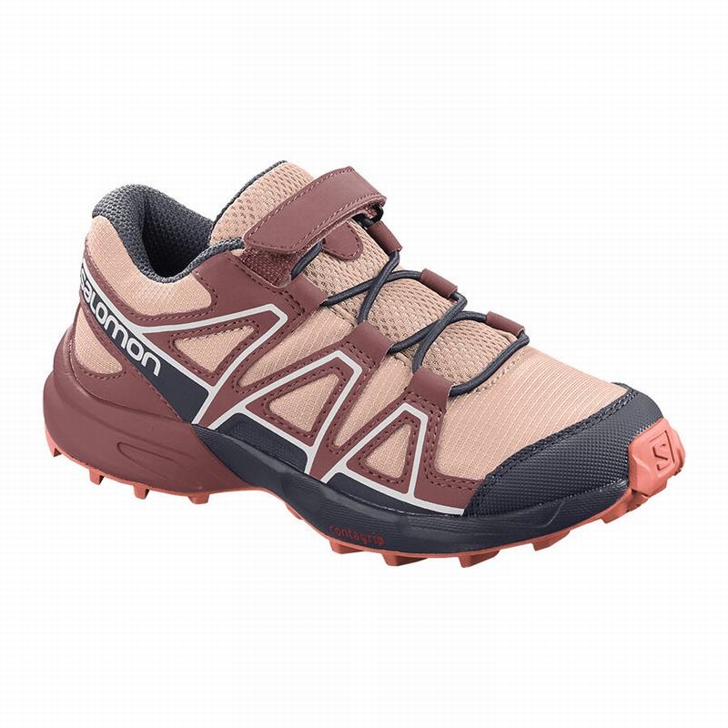 Kids\' Salomon SPEEDCROSS Trail Running Shoes Burgundy / Coral | KCWTZS-673