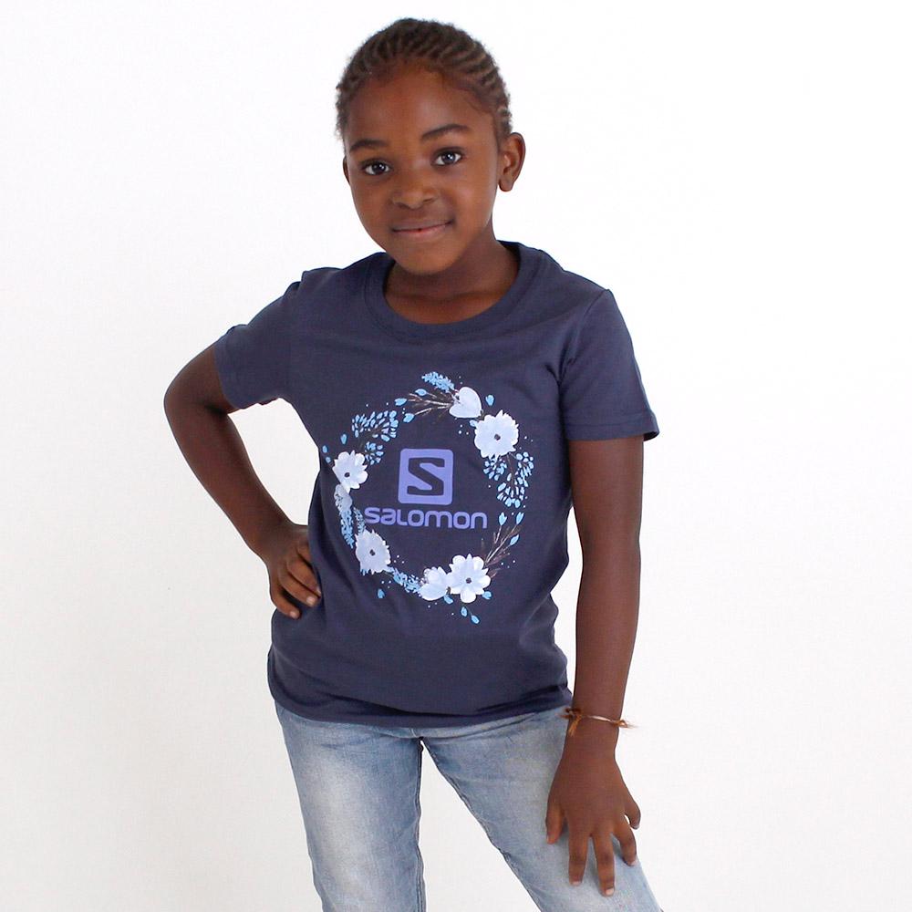 Kids' Salomon SPRING SS G T Shirts Navy | UCRAEV-092