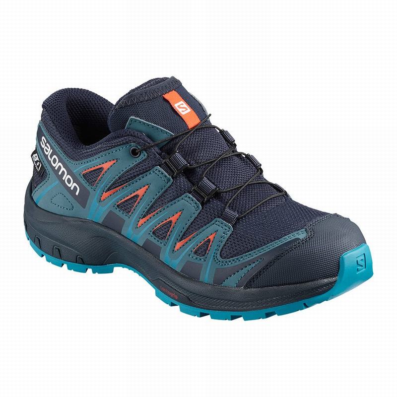 Kids\' Salomon XA PRO 3D CLIMASALOMON WATERPROOF Hiking Shoes Navy / Blue | GUVDBS-678