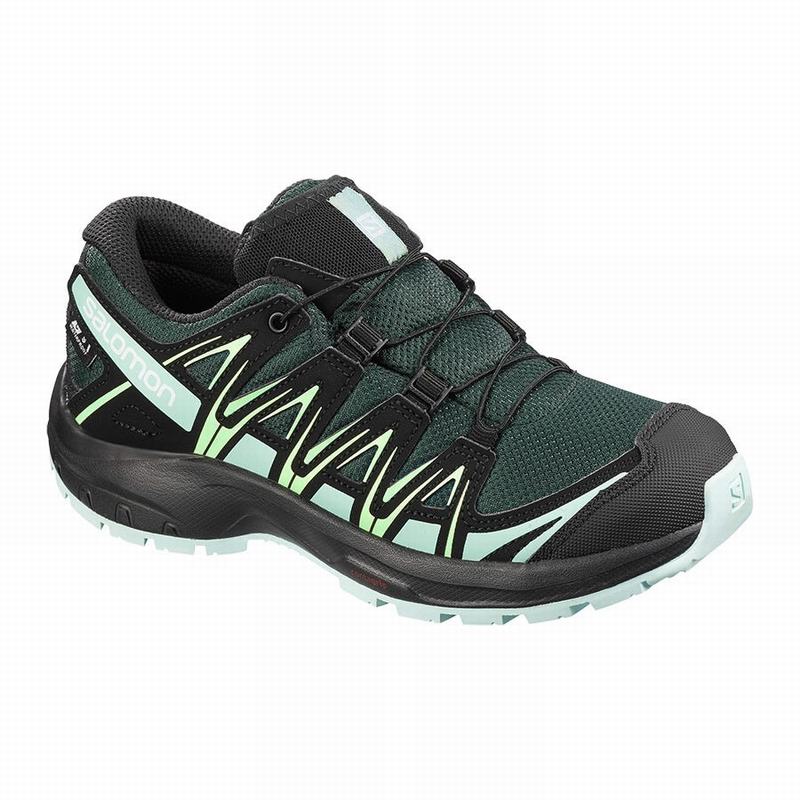 Kids\' Salomon XA PRO 3D CLIMASALOMON WATERPROOF Trail Running Shoes Green / Black | MSBJDY-602