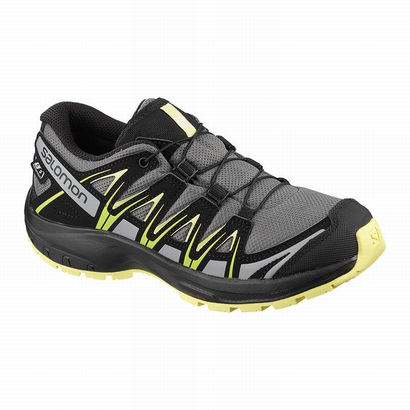 Kids\' Salomon XA PRO 3D CLIMASALOMON WATERPROOF Trail Running Shoes Black | TCOMYJ-713