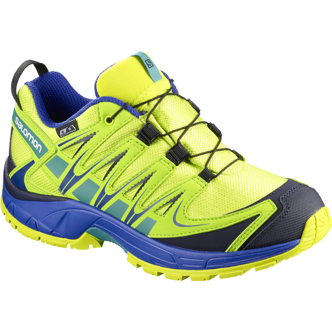 Kids\' Salomon XA PRO 3D CSWP J Trail Running Shoes Yellow / Blue | CPQHBS-039