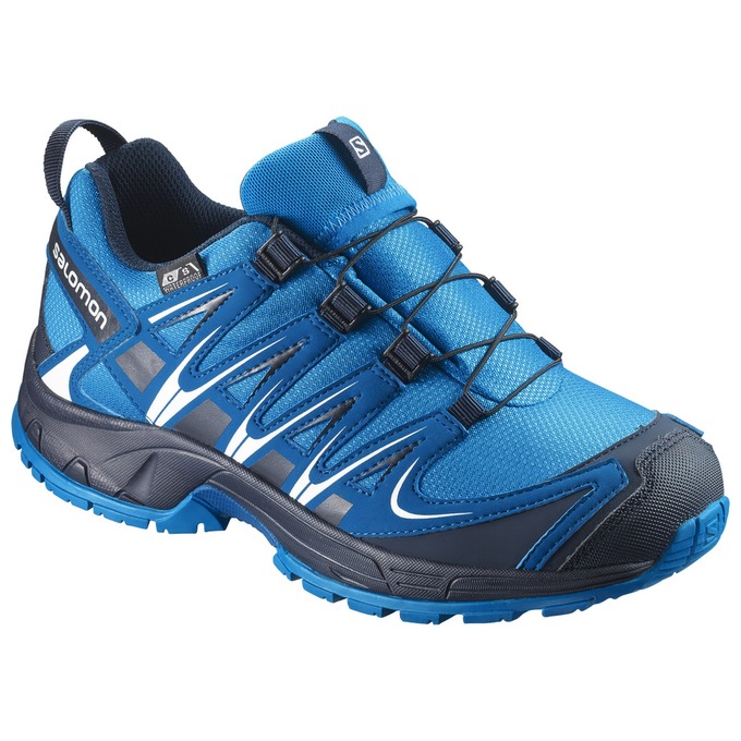 Kids\' Salomon XA PRO 3D CSWP J Trail Running Shoes Blue / Navy | UXATCY-329