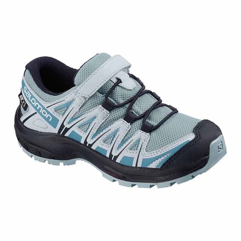 Kids\' Salomon XA PRO 3D CSWP K Hiking Shoes Grey Blue | CHESGB-710