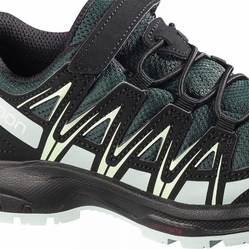 Kids' Salomon XA PRO 3D CSWP K Hiking Shoes Green / Black | GHRZKU-217