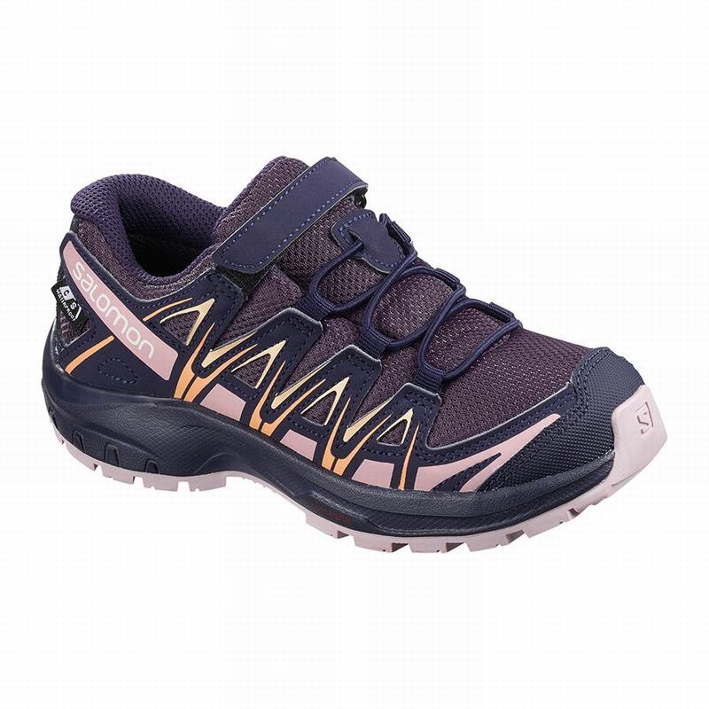 Kids\' Salomon XA PRO 3D CSWP K Hiking Shoes Purple / Blue | IJLNSY-528