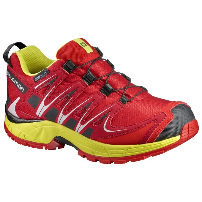 Kids\' Salomon XA PRO 3D CSWP K Trail Running Shoes Red / Yellow | BMQRKX-328