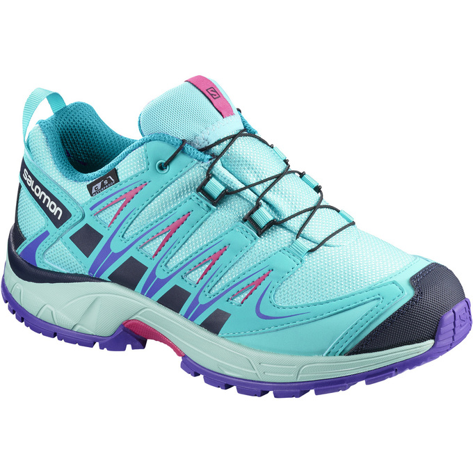 Kids\' Salomon XA PRO 3D CSWP K Trail Running Shoes Turquoise | FHPTWI-163