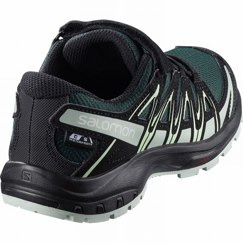 Kids' Salomon XA PRO 3D CSWP K Trail Running Shoes Green / Black | PGNUQO-893