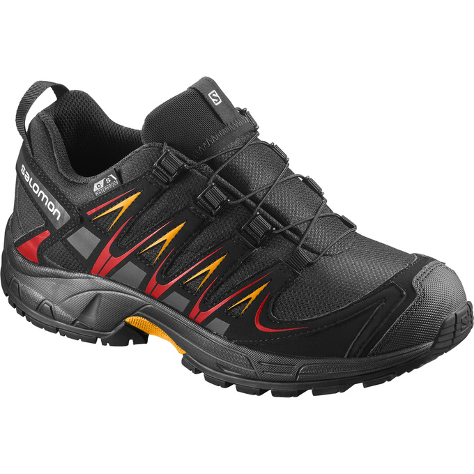 Kids\' Salomon XA PRO 3D CSWP K Trail Running Shoes Black | WOUQMA-305