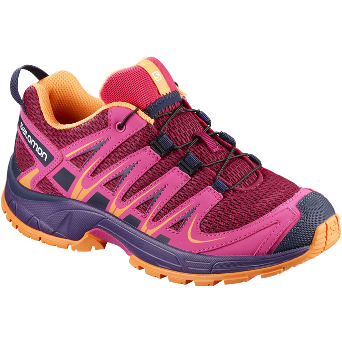 Kids\' Salomon XA PRO 3D K Trail Running Shoes Burgundy Pink | JYLPBR-827
