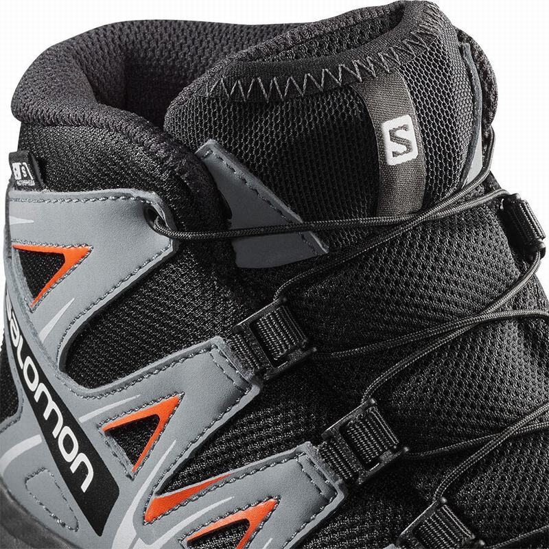 Kids' Salomon XA PRO 3D MID CSWP J Trail Running Shoes Black / Pink | PETDSO-475