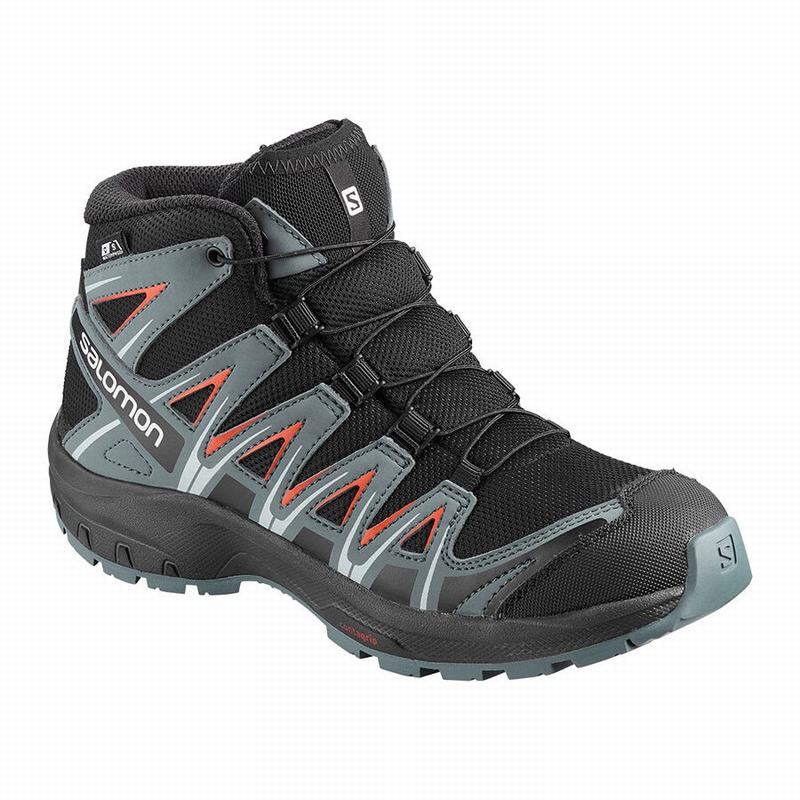 Kids\' Salomon XA PRO 3D MID CSWP J Trail Running Shoes Black / Pink | PETDSO-475