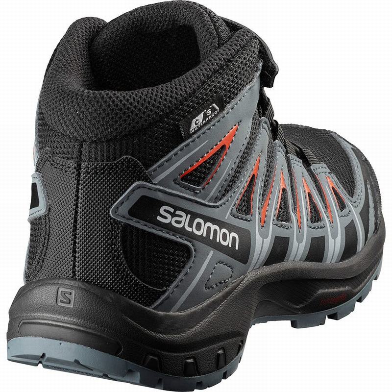 Kids' Salomon XA PRO 3D MID CSWP K Hiking Shoes Black / Pink | XNTJWD-693