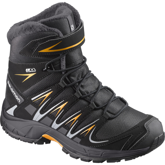 Kids\' Salomon XA PRO 3D TS CSWP K Wind Breakers Winter Boots Black | SPYLHE-029