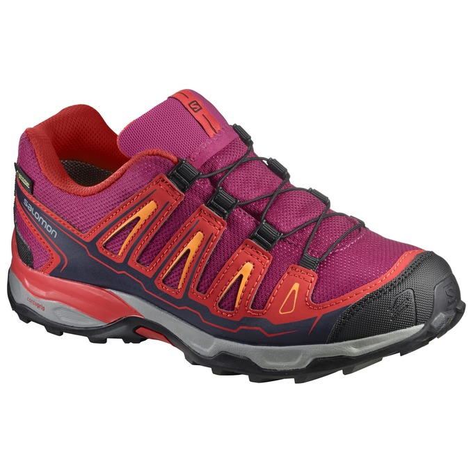 Kids\' Salomon X-ULTRA GTX J Hiking Shoes Purple / Orange | QKZSTE-430