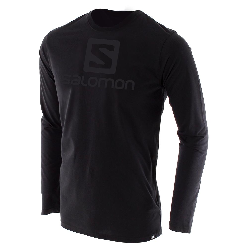Men\'s Salomon ACHIEVE LS M T Shirts Black | FOXGUC-731