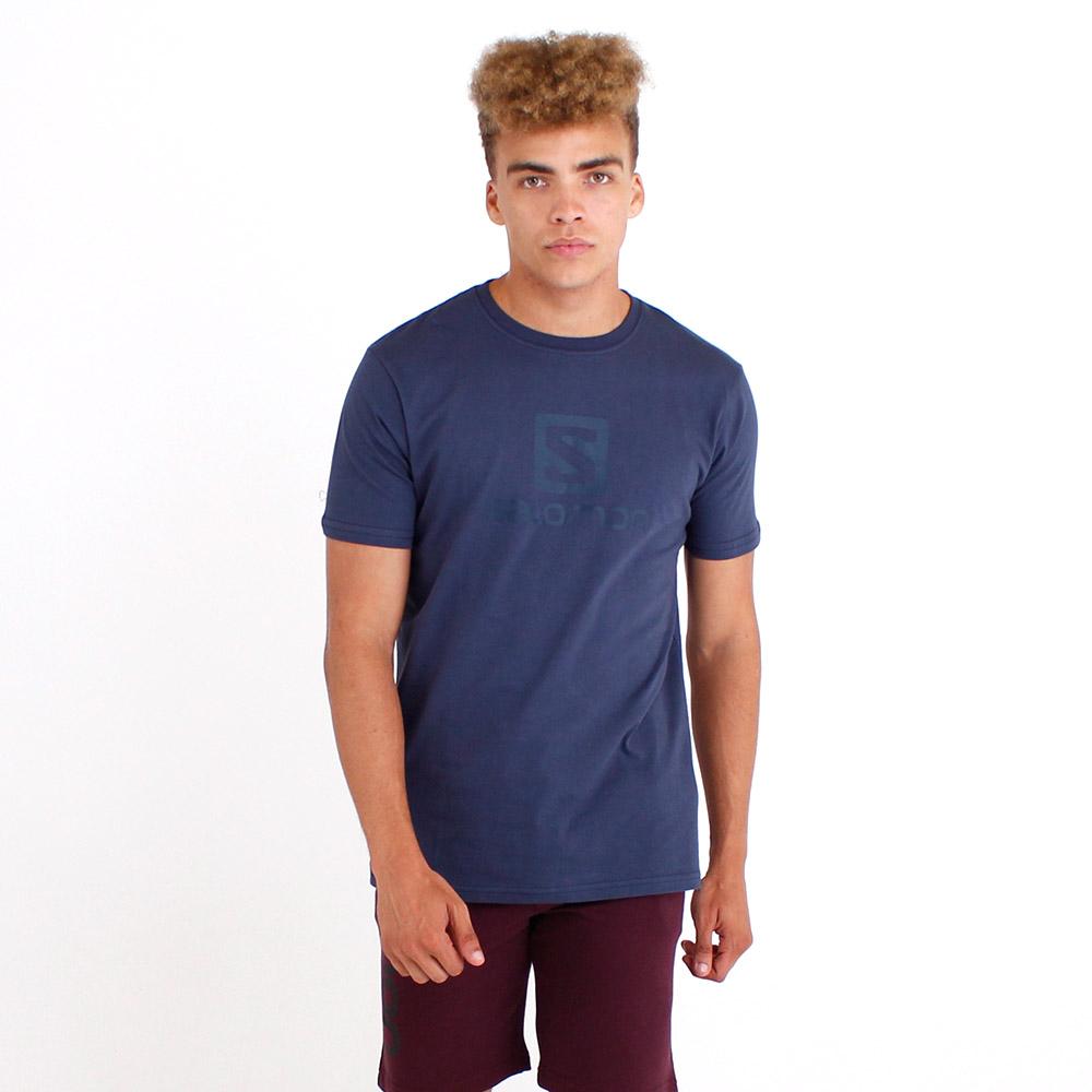 Men's Salomon ACHIEVE SS M T Shirts Navy | GHXLQO-562