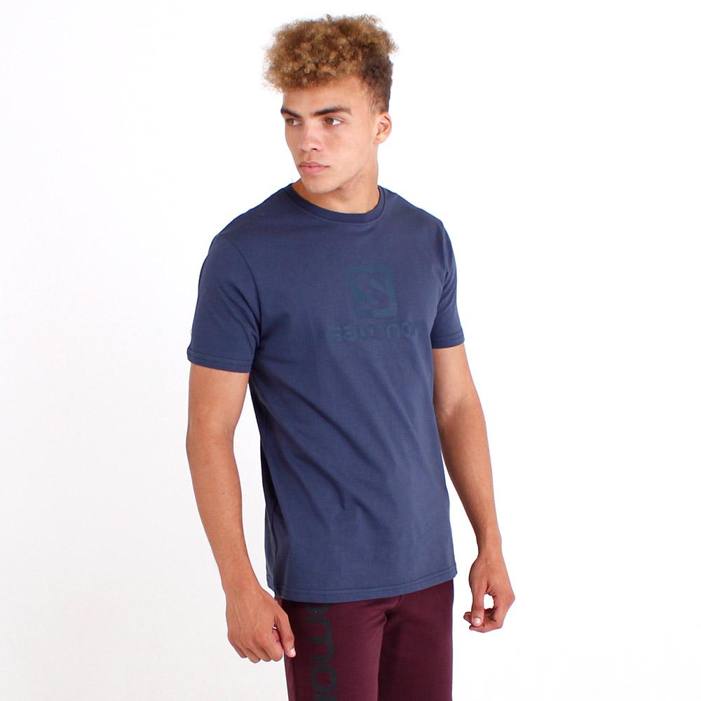 Men's Salomon ACHIEVE SS M T Shirts Navy | GHXLQO-562