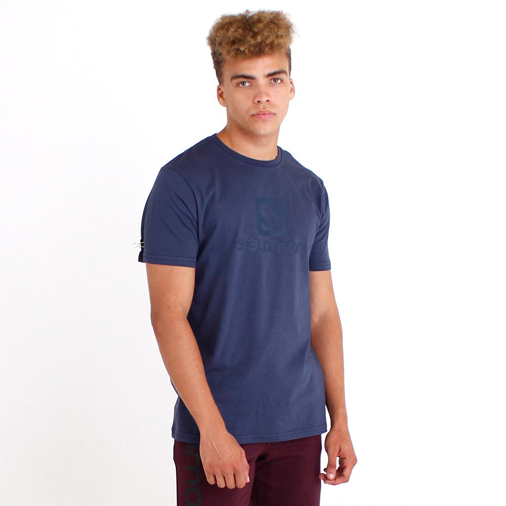 Men's Salomon ACHIEVE SS M T Shirts Navy | GHXLQO-562