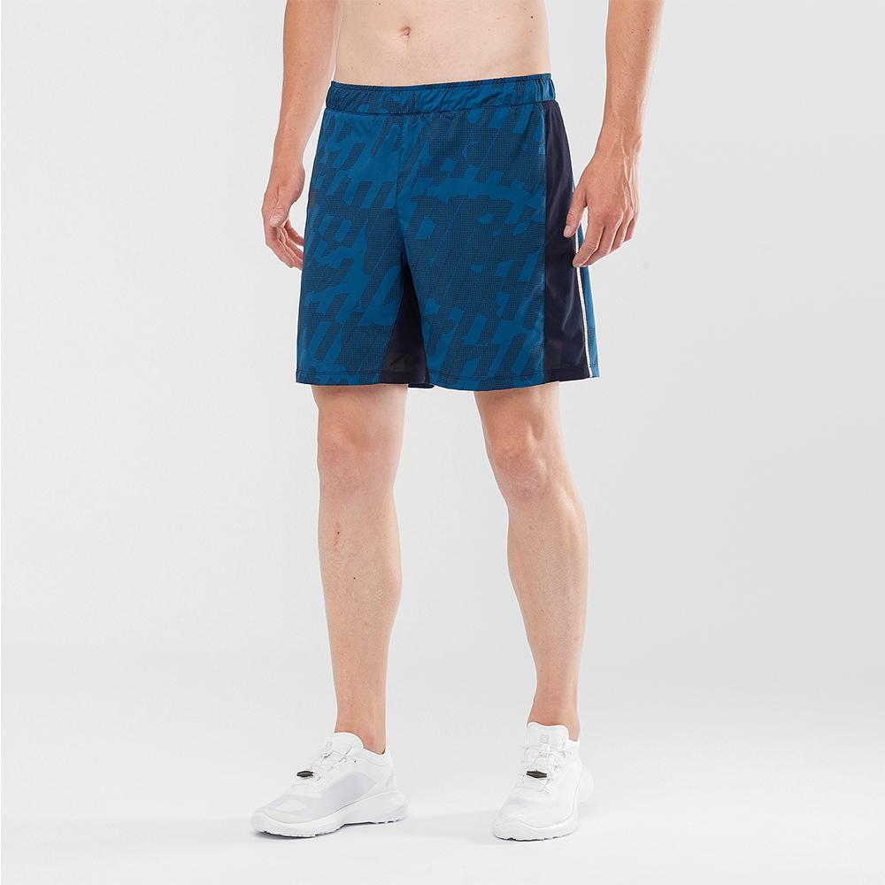 Men's Salomon AGILE 2IN 1 M Shorts Blue | IPEWOY-037