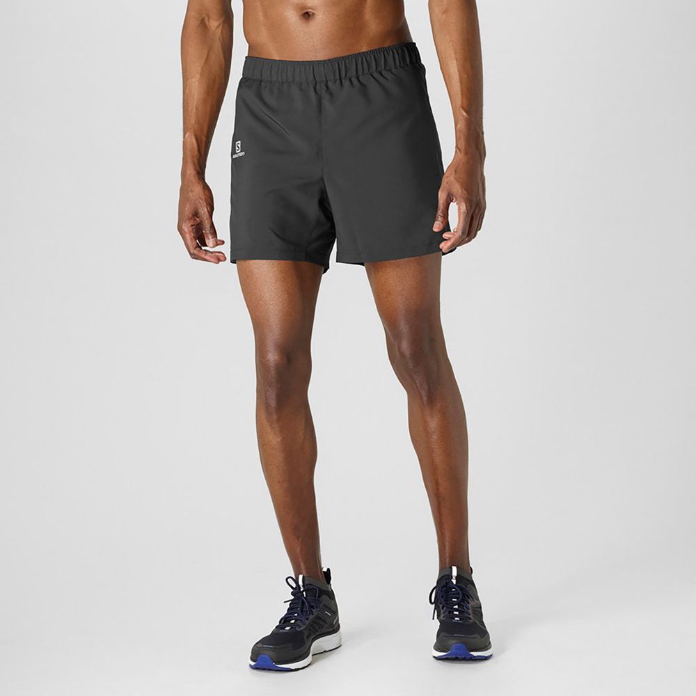 Men\'s Salomon AGILE 5 RUNNING Shorts Black | EVKHUS-890