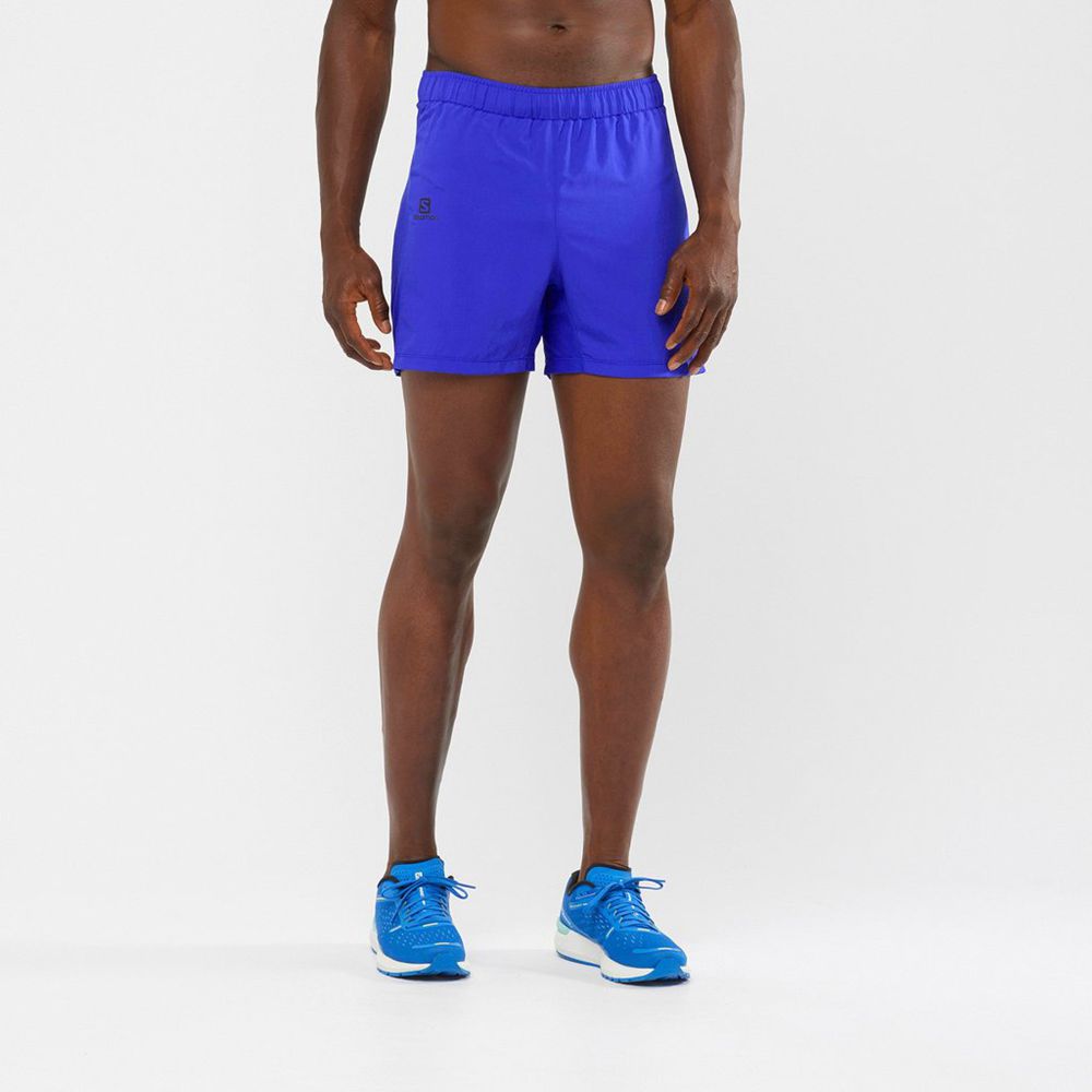Men\'s Salomon AGILE 5 RUNNING Shorts Blue | MJSQFE-136