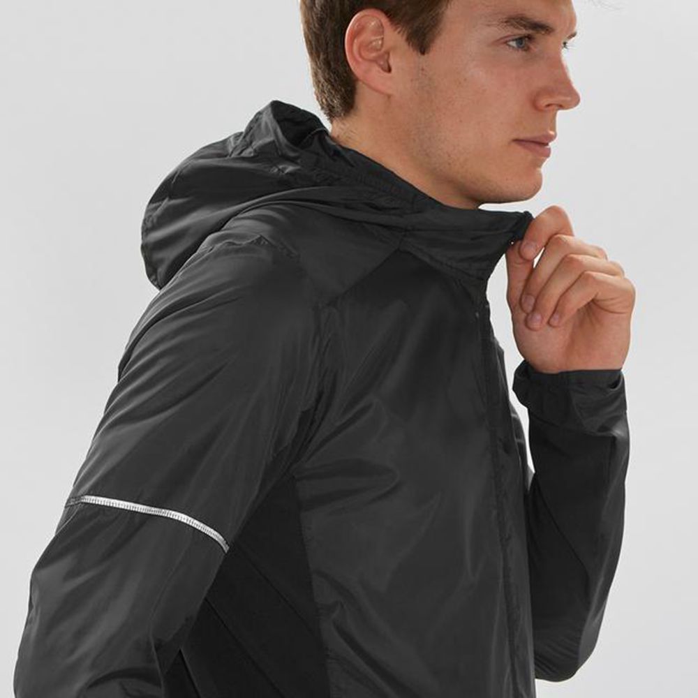 Men's Salomon AGILE FZ HOODIE Midlayers Black | WFOMBK-675