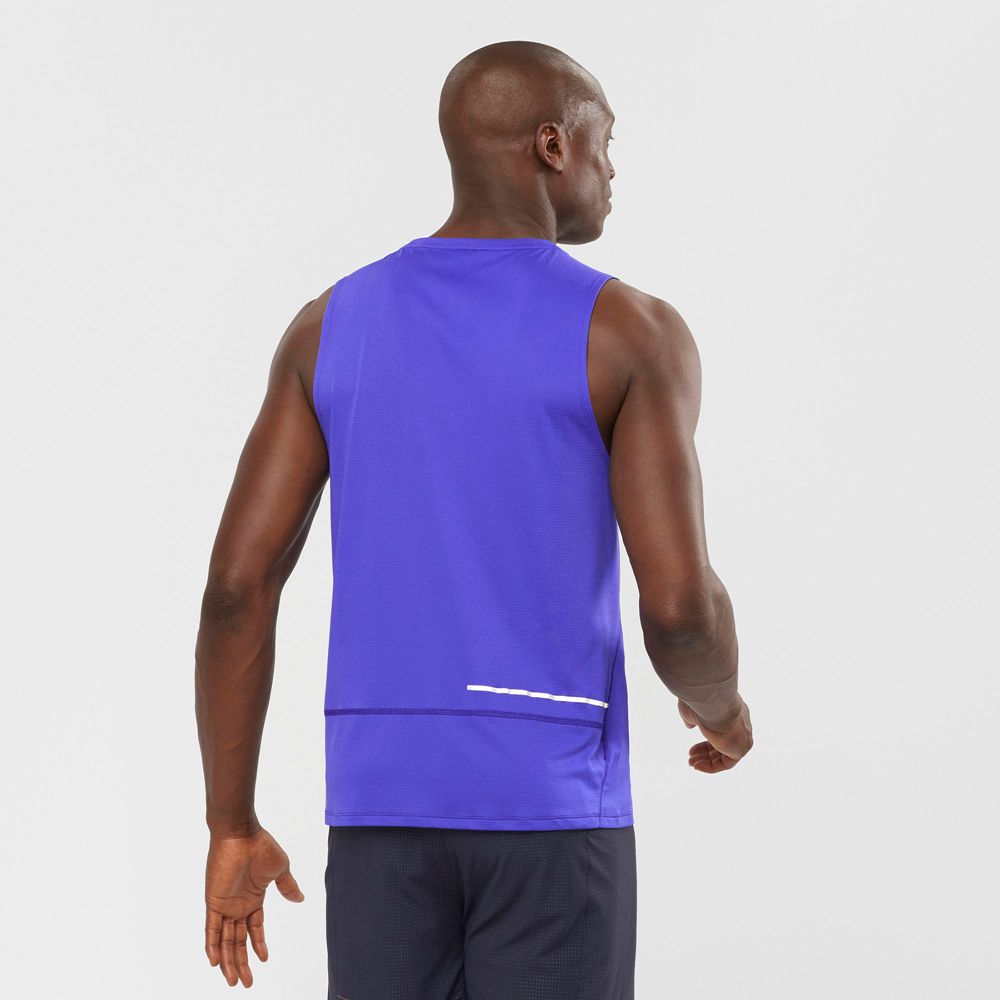 Men's Salomon AGILE M Tank Blue | YSRHQU-175