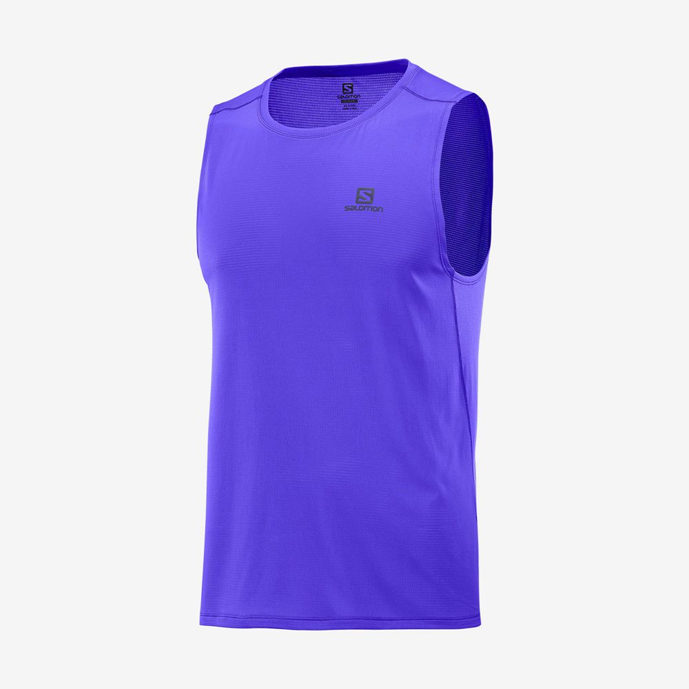 Men's Salomon AGILE M Tank Blue | YSRHQU-175