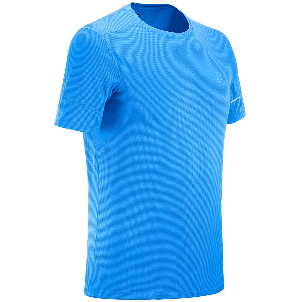 Men's Salomon AGILE SS M T Shirts Indigo | TCLBIW-697