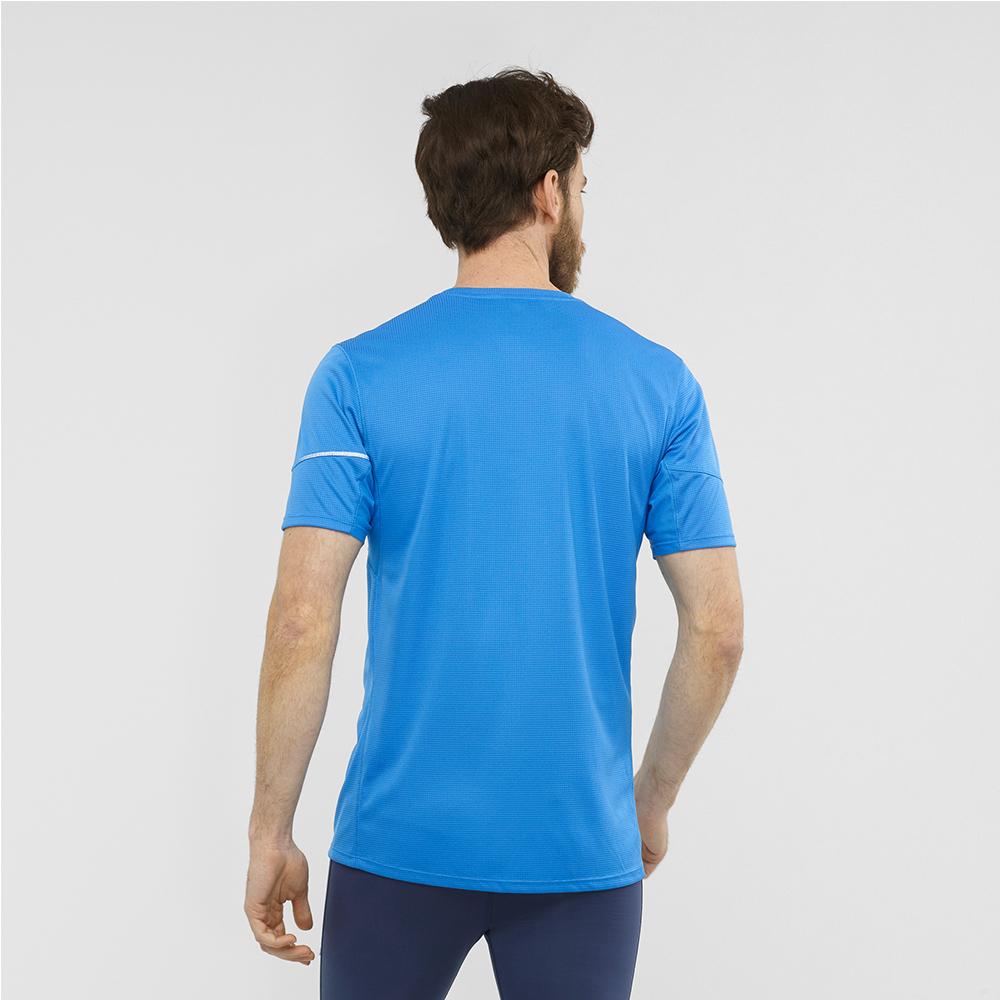 Men's Salomon AGILE SS M T Shirts Indigo | TCLBIW-697