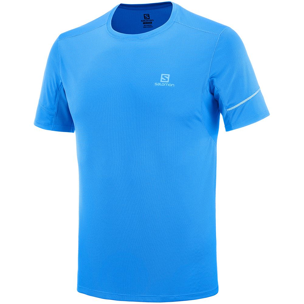 Men\'s Salomon AGILE SS M T Shirts Indigo | TCLBIW-697