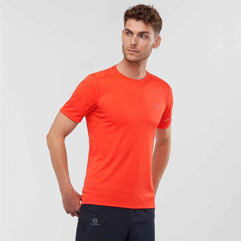 Men's Salomon AGILE SS M T Shirts Orangered | QRDKAG-407