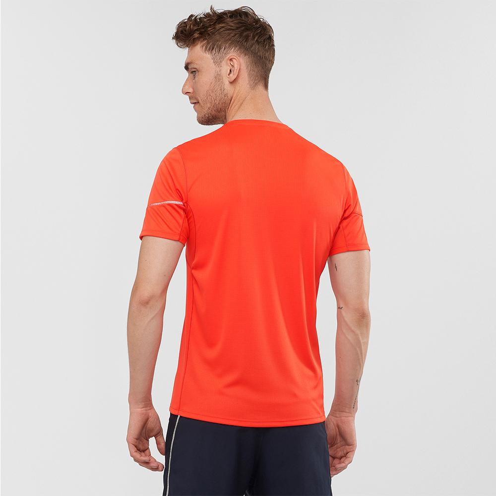 Men's Salomon AGILE SS M T Shirts Orangered | QRDKAG-407