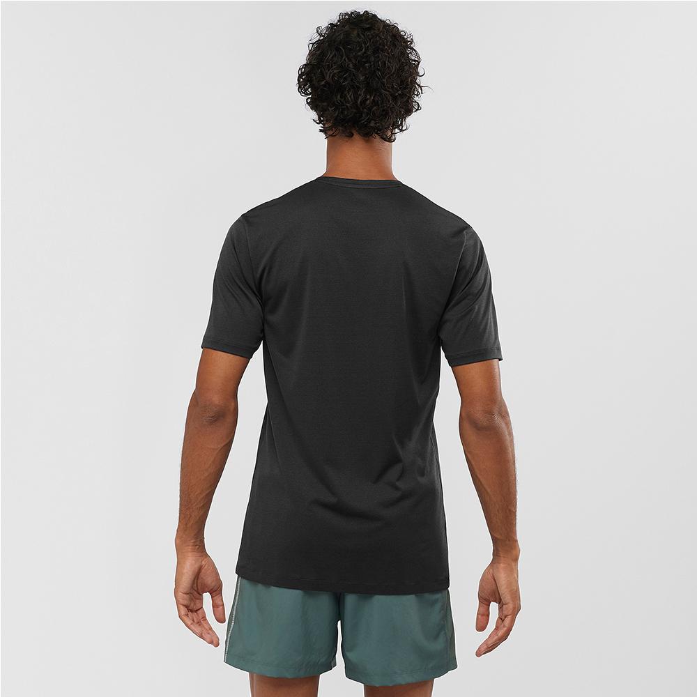 Men's Salomon AGILE TRAINING M T Shirts Black | YBHLEU-478