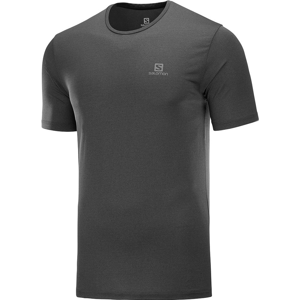 Men\'s Salomon AGILE TRAINING M T Shirts Black | YBHLEU-478