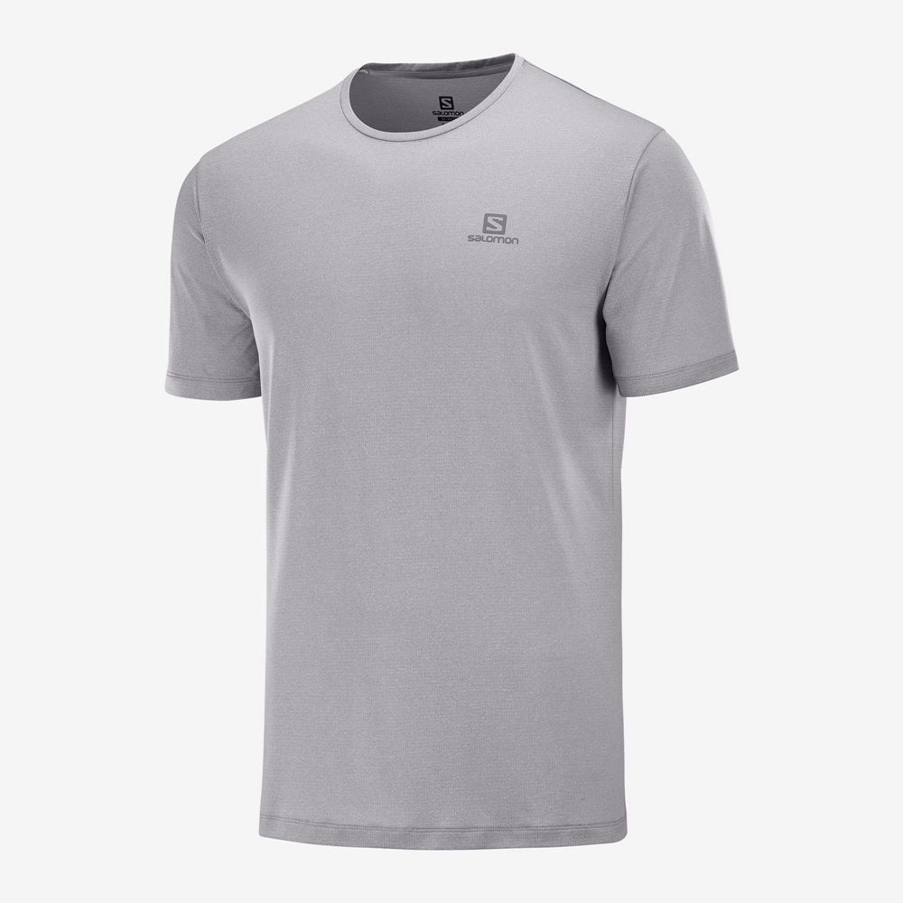 Men\'s Salomon AGILE TRAINING Tops Grey | GCKUVS-916