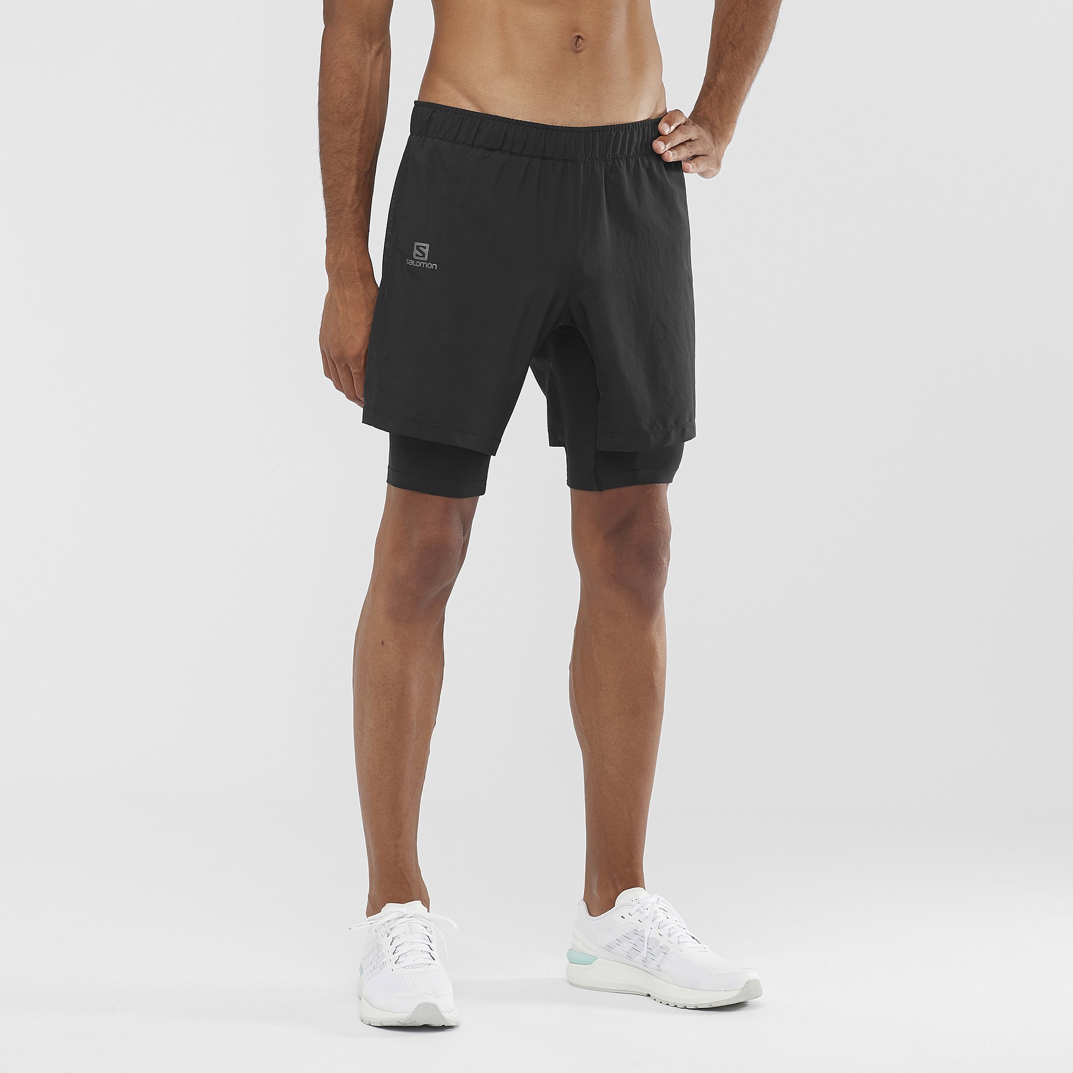 Men's Salomon AGILE TWINSKIN M Shorts Black | RIZPYN-389