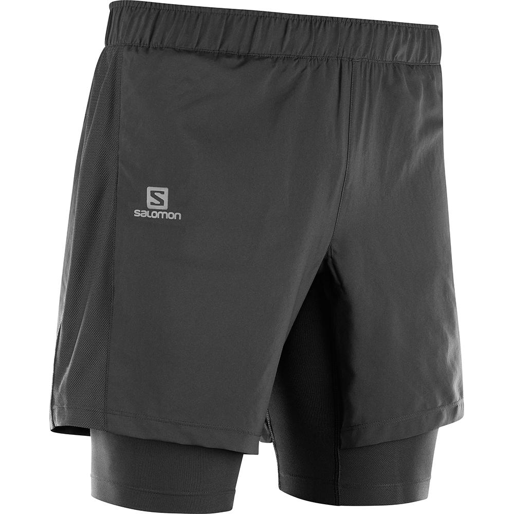 Men\'s Salomon AGILE TWINSKIN M Shorts Black | RIZPYN-389