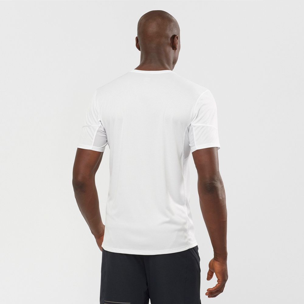 Men's Salomon AGILE Tops White | SPAOFX-749